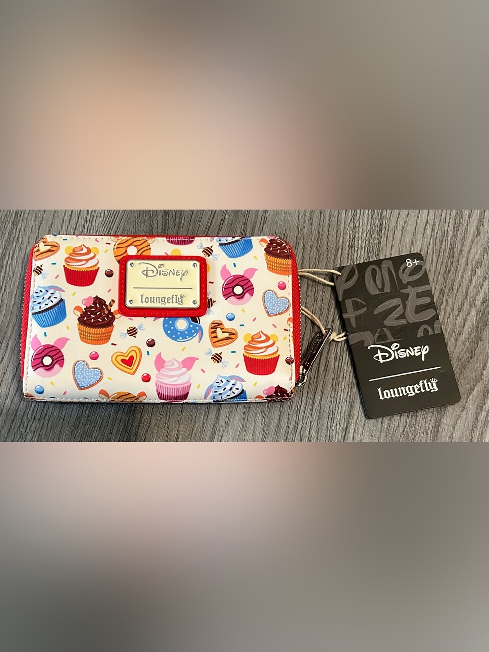 New Loungefly Winnie the Pooh Sweets Cupcake Print Zip Wallet - Cute Red Trim